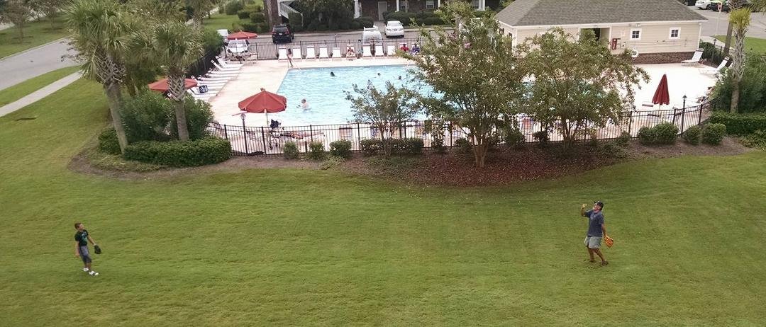 My 2 All - Stars, Ty & Tony, playing catch before we go to the pool