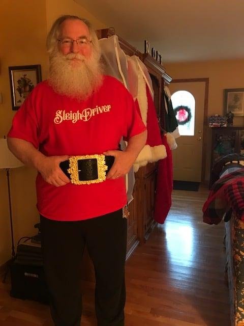 The Big Red Santa got a new buckle and a handmade leather belt for Christmas !