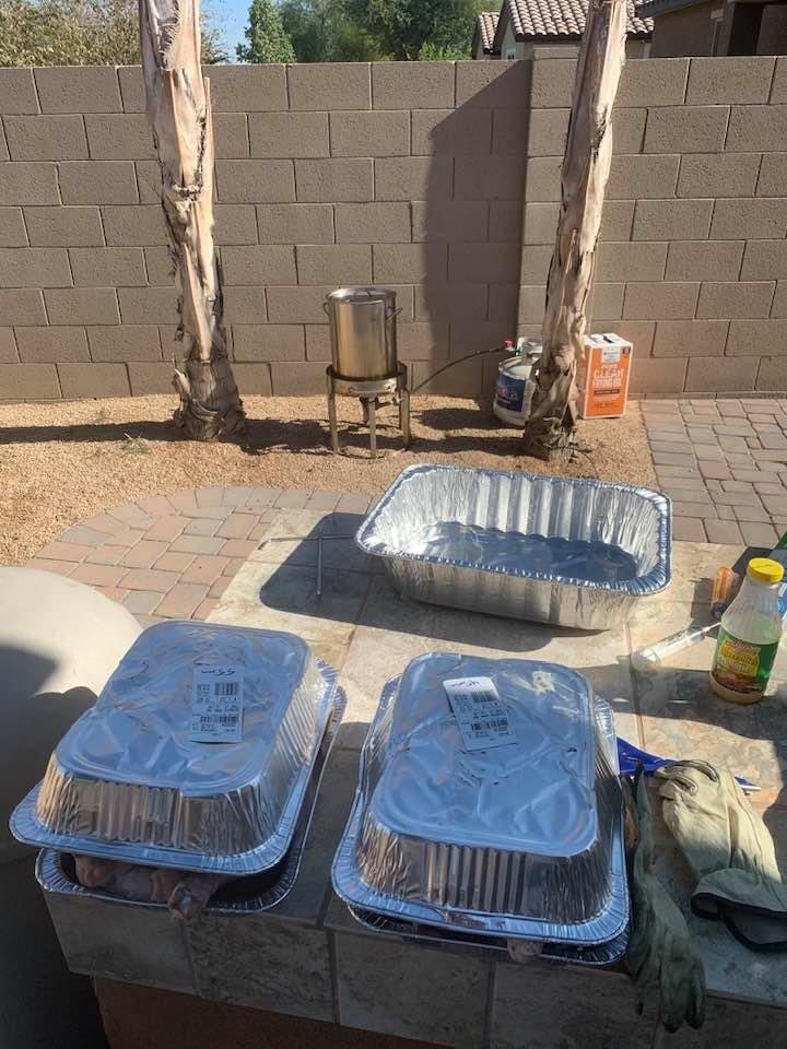 One turkey 🦃 almost done with two waiting in the wing! Happy Thanksgiving everyone!!! Enjoy 🙏🏻🙏🏻