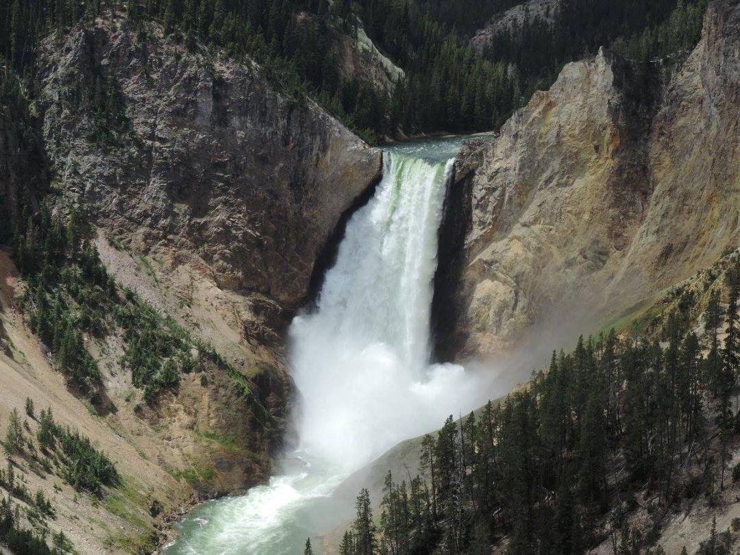 Beautiful view of lower falls of the Yellowstone River