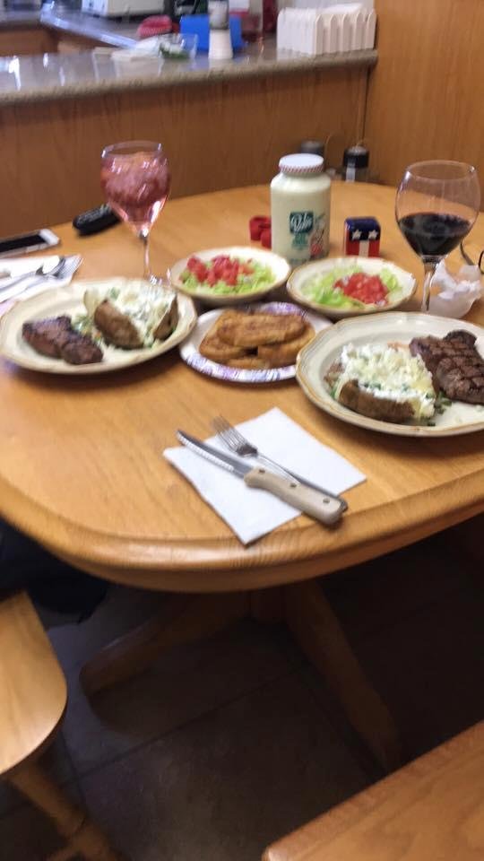 Happy Fourth of July filet mignon & salad with Bob's big boy dressing and my wife's garlic bread , doesn't get any better God bless America😍