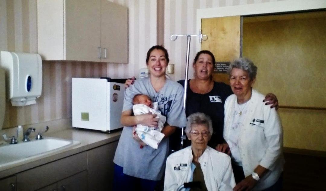 Now there are five (5) generations, Great -Great Graandma Clara, Great Grandma Joan,Grandma Dee ,Courtney and Noah.