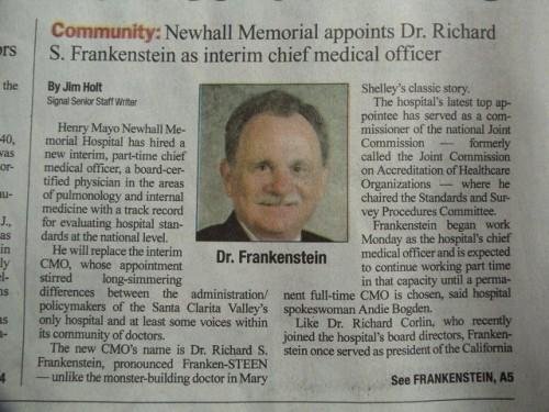 Seriously? Dr. Frankenstein?