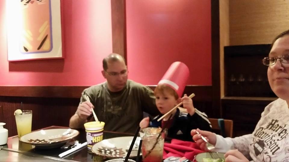 Chris chowin' down at the Benihana in Anchorage