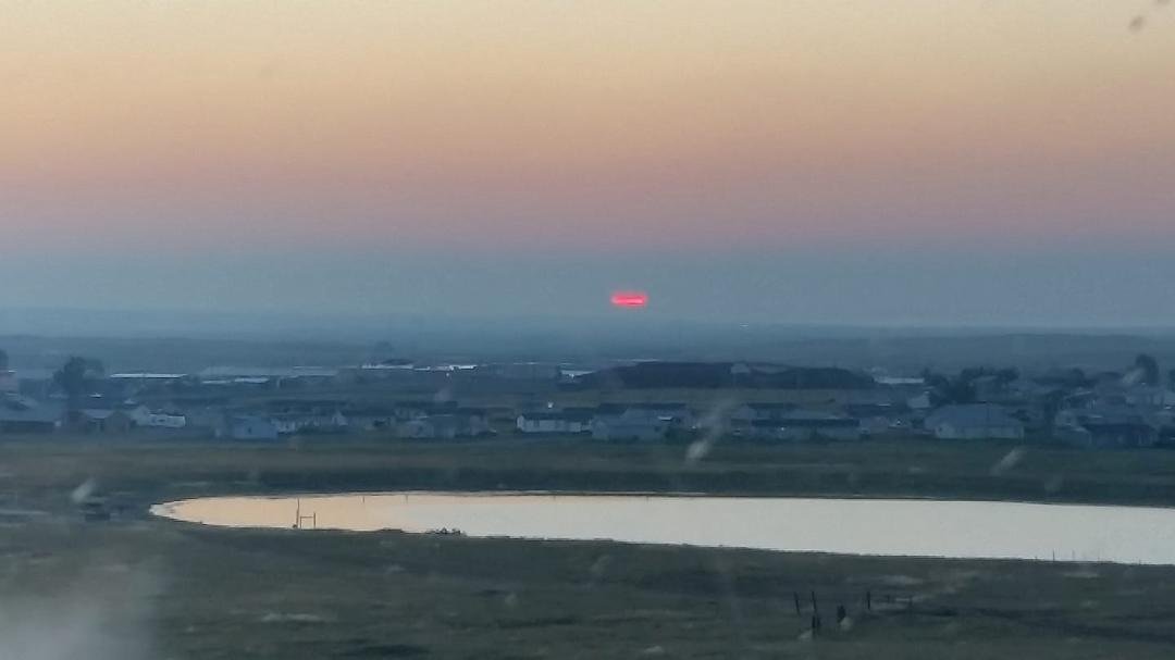 Sunrise over MT skies. This shows the effect of the smoke from fires.