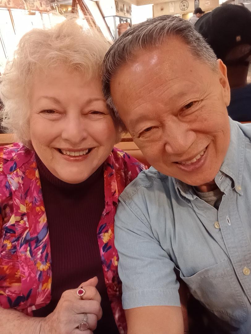 Renouard Gee, looooongtime friend and me enjoying breakfast at the House of Guys!