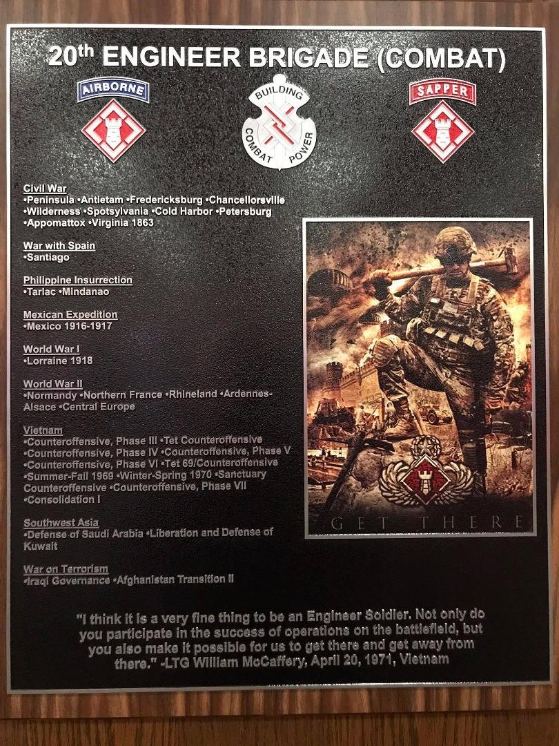 20th Engineer Brigade Plaque in the Engineer’s Museum