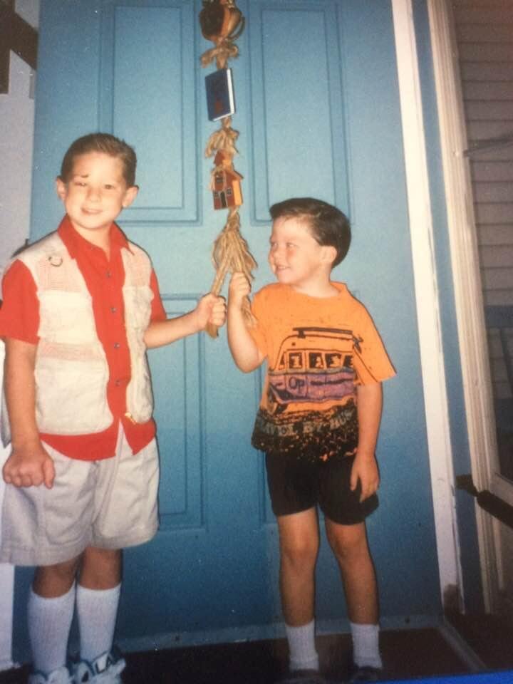 First day of school....too long ago. Michael was starting First Grade and Kevin Free To Be Me Preschool. Stitches on Michael’s forehead are from a bike accident the night before. It was a time when Kevin loved yellow school