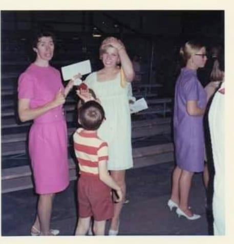 Happy Mother's Day to my mom in San Jose. That's me in striped shirt and shorts and my oldest sister is next to my mom who is in pink..long time ago but thought it was a nice pic