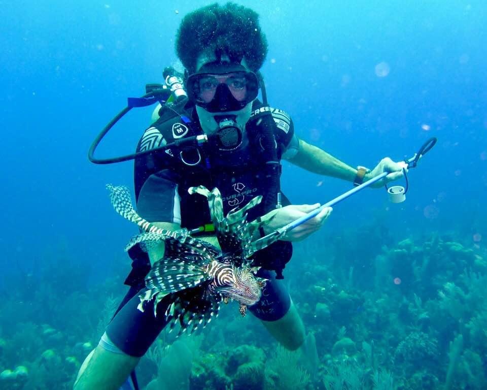 First time spear fishing lion fish. They are an invasive species and are killing reefs. We used a “Hawaiian Slingshot”. Got a bunch of ‘em!