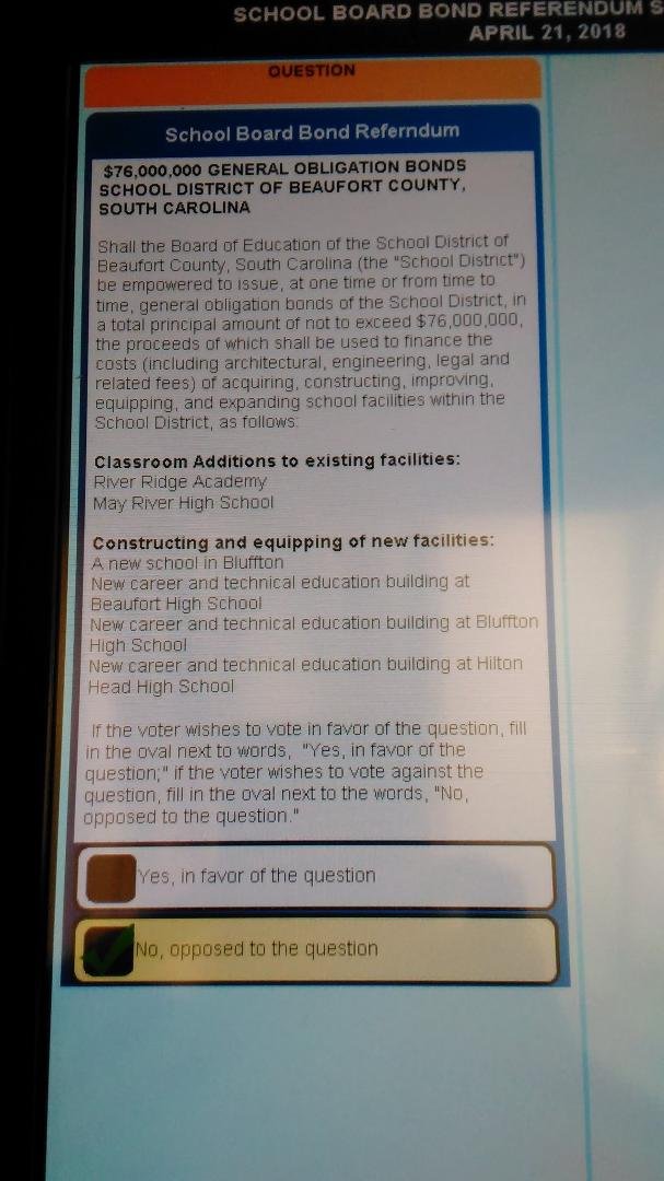 Did my duty today & VOTED NO on the BCSD Referendum. Polls open till 7:00pm tonight - PLEASE GO VOTE!!