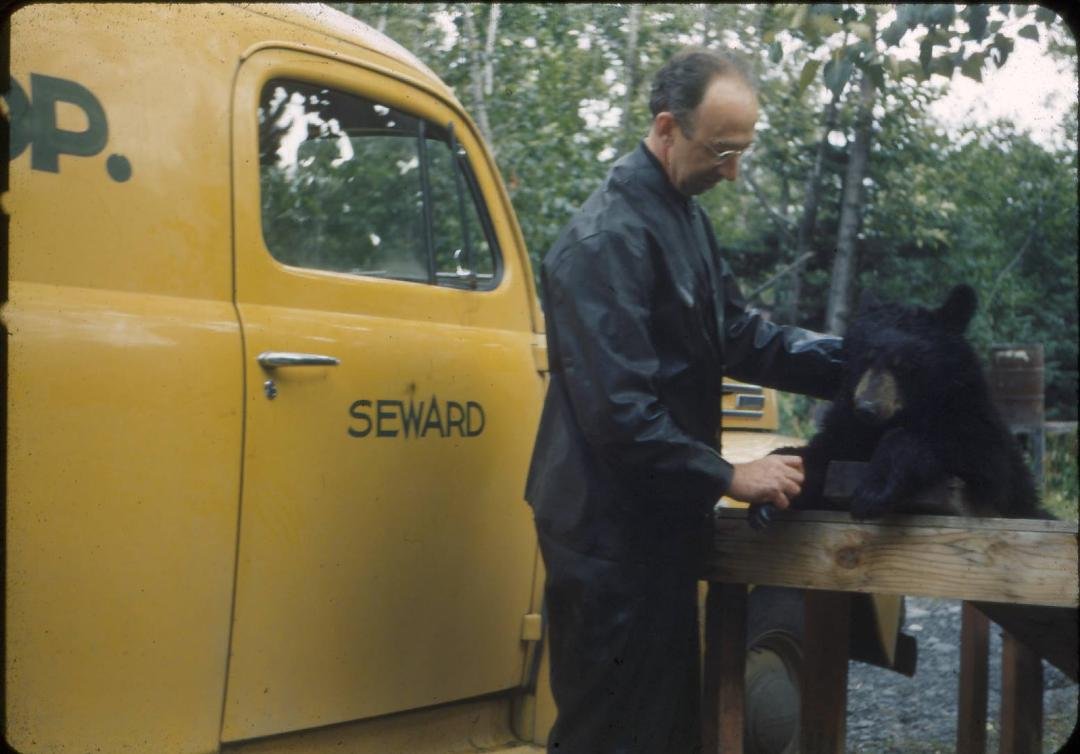 This Photo Has the name Bernie Spain on it. The truck with Seward on it and a Bear is symbolicial.
