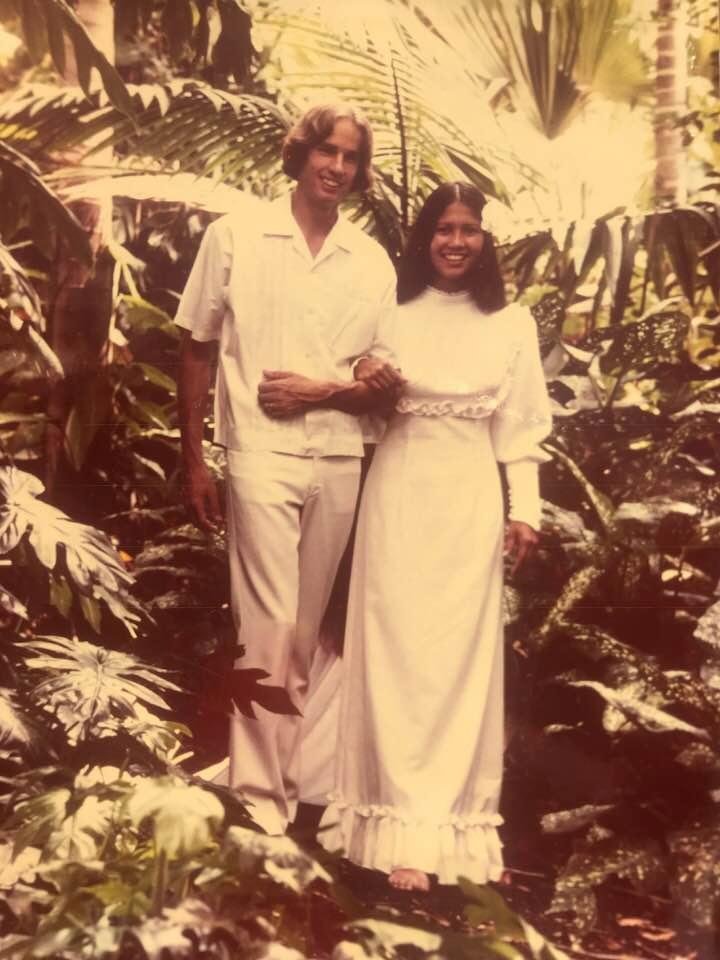 Wow! Celebrating 44years with this magandang (beautiful) woman(Evelyn) who makes my heart afib! (Note her hair flows below her knees). Now several cancer patients are wearing her hair via “Locks of Love.”