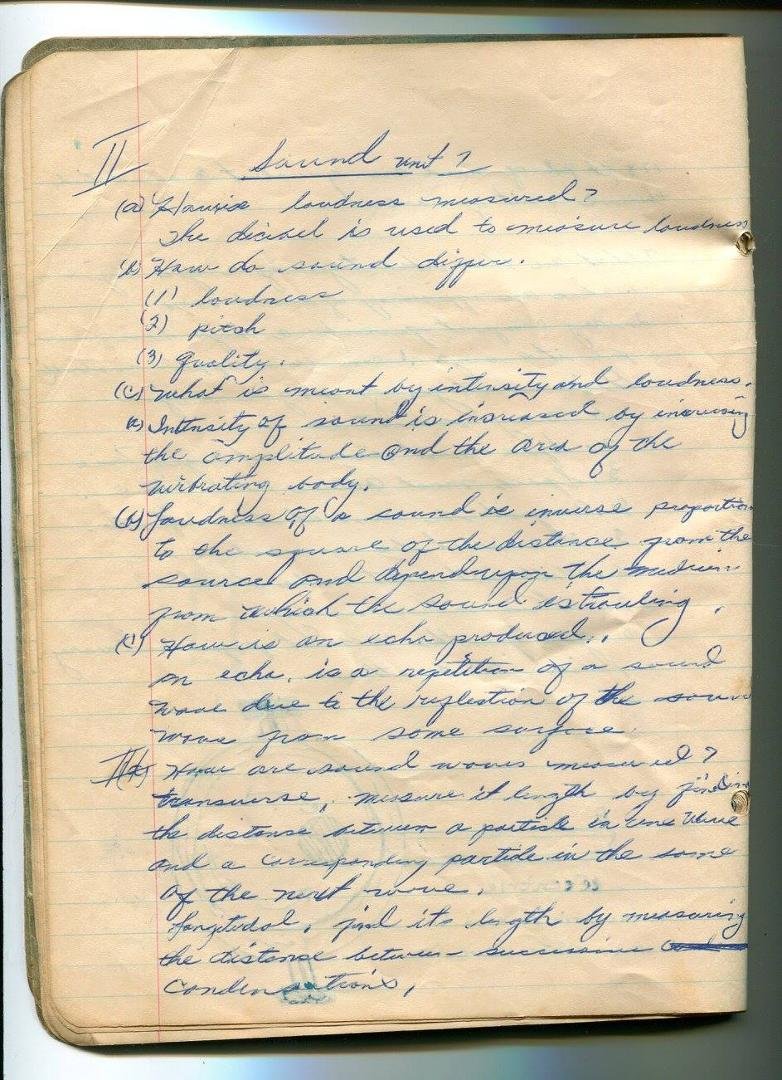 Robin Bradwell's album, Mom's 11th grade Physics Notes circa 1950
