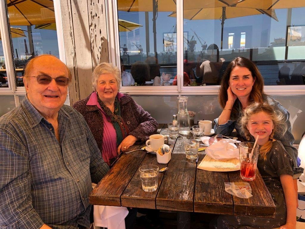 Marge and John Easter lunch on the San Francisco Bay shore with Julie and Taylor on the way to see Charlie And The Chocolate Factory. HAPPY EASTER!!