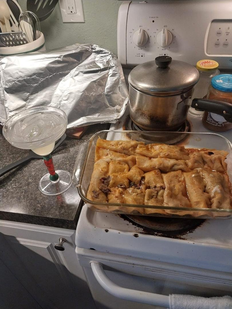 Home made shredded beef enchiladas with margaritas happy conco de mayo