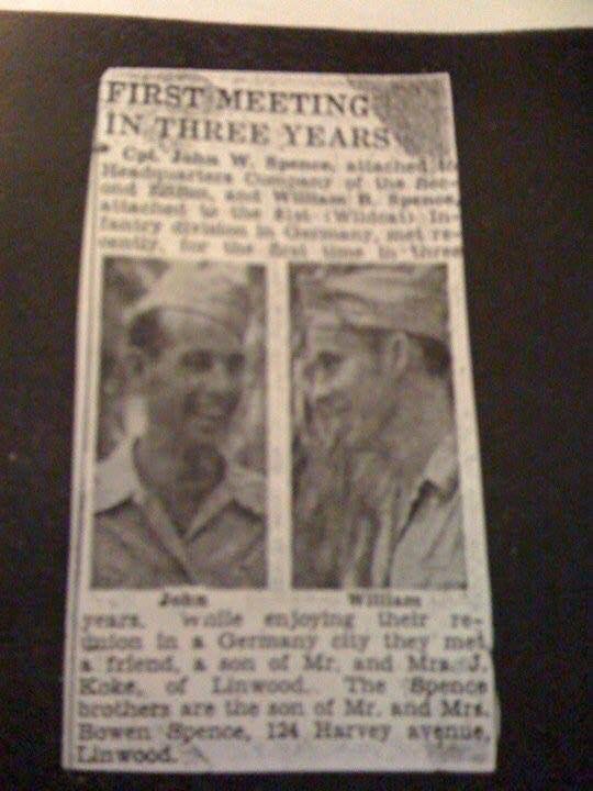 Reposting from my cousin Linda's post. My dad and Uncle meeting up during WWII in Germany