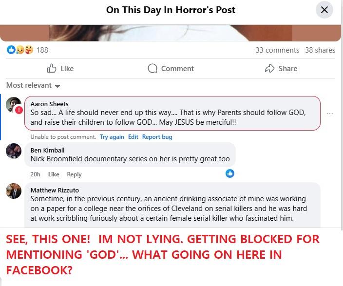 ANYONE ELSE BEING CENSORED, FOR YOUR 'FREE SPEECH' BEING LIMITED? CANT MENTION JESUS!