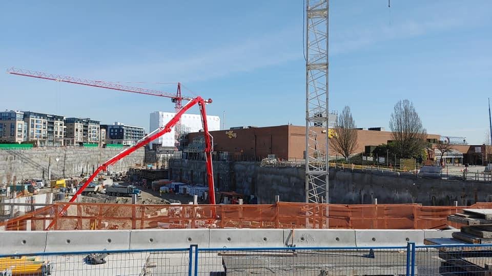 The soon-to-be closed Bay, hiding behind construction cranes.