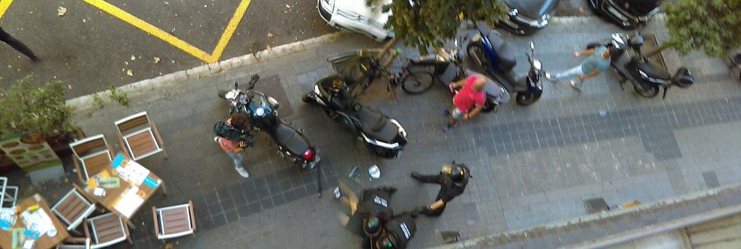 Protest beneath our window in Barcelona!