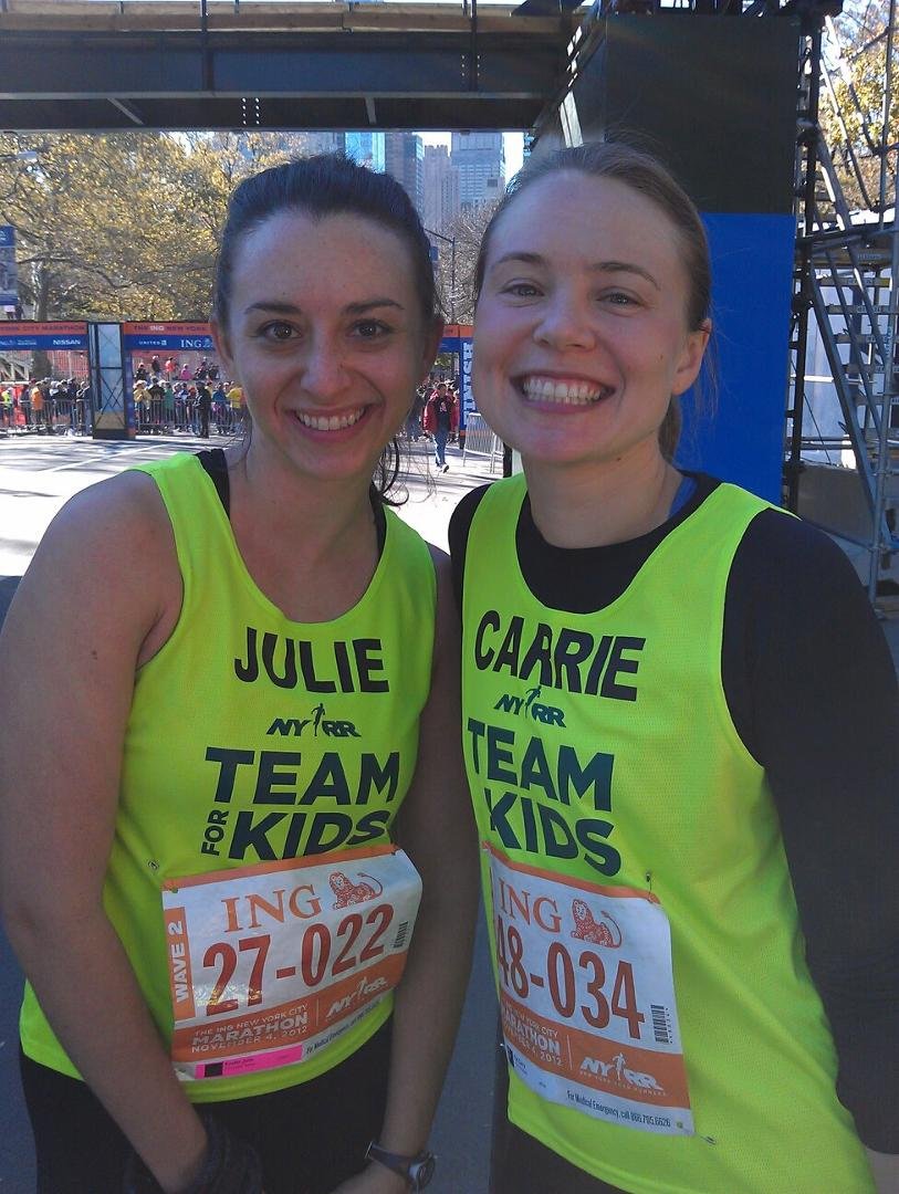 Julie and Carrie at the finish line.