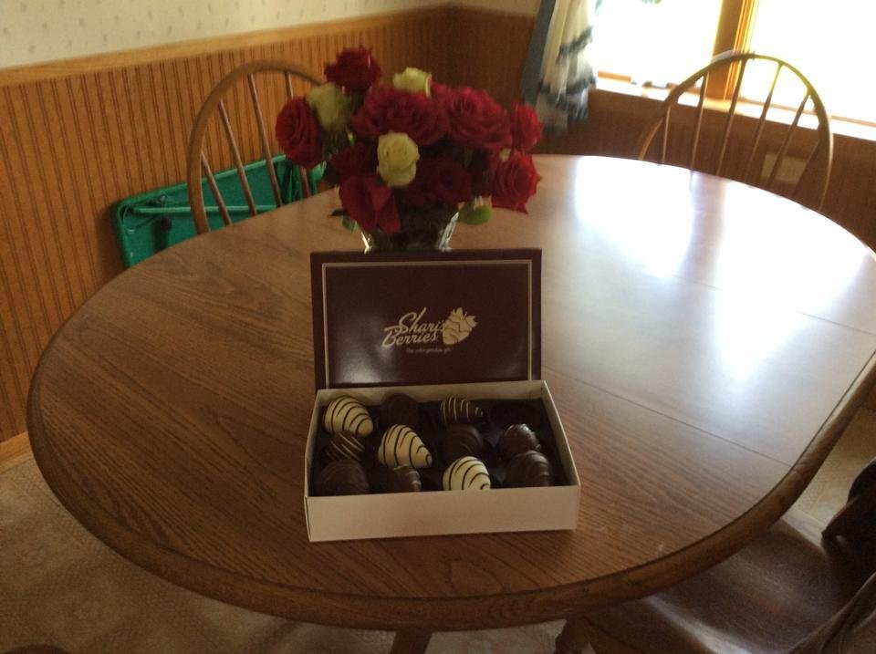Mother's Day flowers and berrys (two boxes) from Becky and her family. Thank you so much.