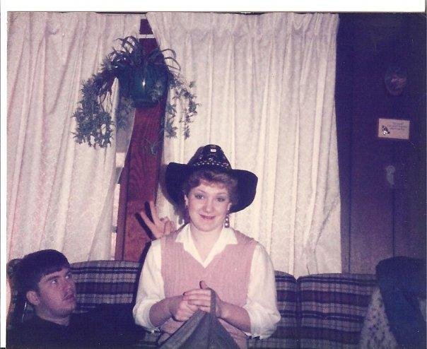 cousins Jerry and Angie (Angie wearing my cowboy hat)
