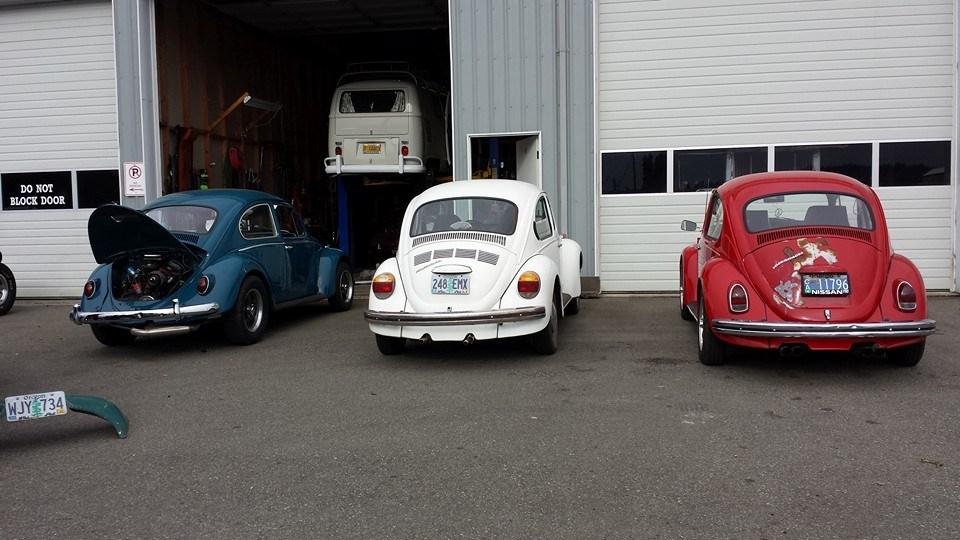 VW garage in Coos Bay, Oregon showing American Spirit on Memorial Day weekend. We turned around so I could go back and take the picture today..I thanked the guys working on cars there for their tribute to America and our so