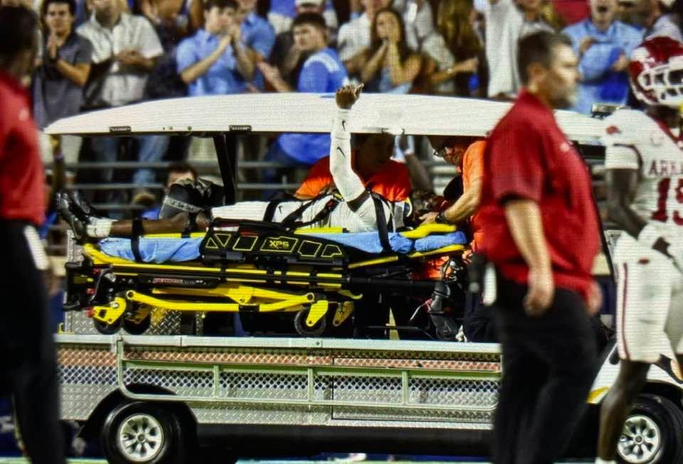 … positives taken from picture

    Kani Walker gives “thumbs up”
    Ole Miss blue in background showing love and support

… following hospital visit, Kani returned home w/team   🙏