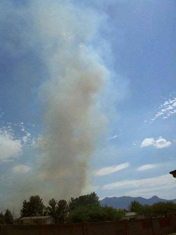 New "antelope fire" as seen from our back yard, H92 closed at buffalo soldier trail.