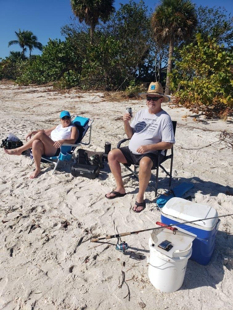 The turkey is in the chair happy Thxsgiving to all from sunny ftmyers beach