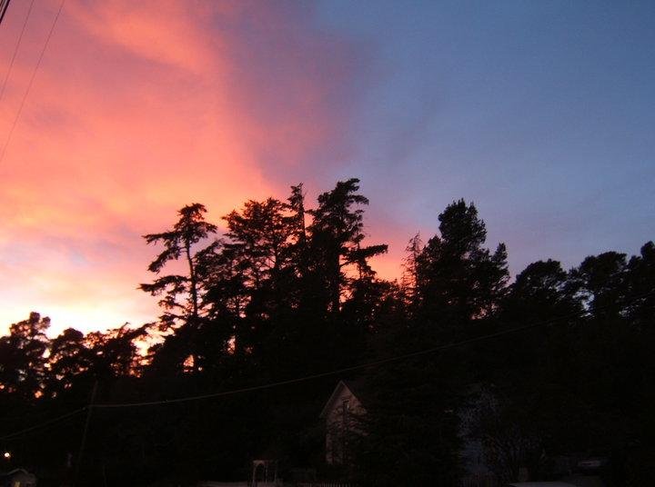 Sunset light show on clouds, Cambria, CA