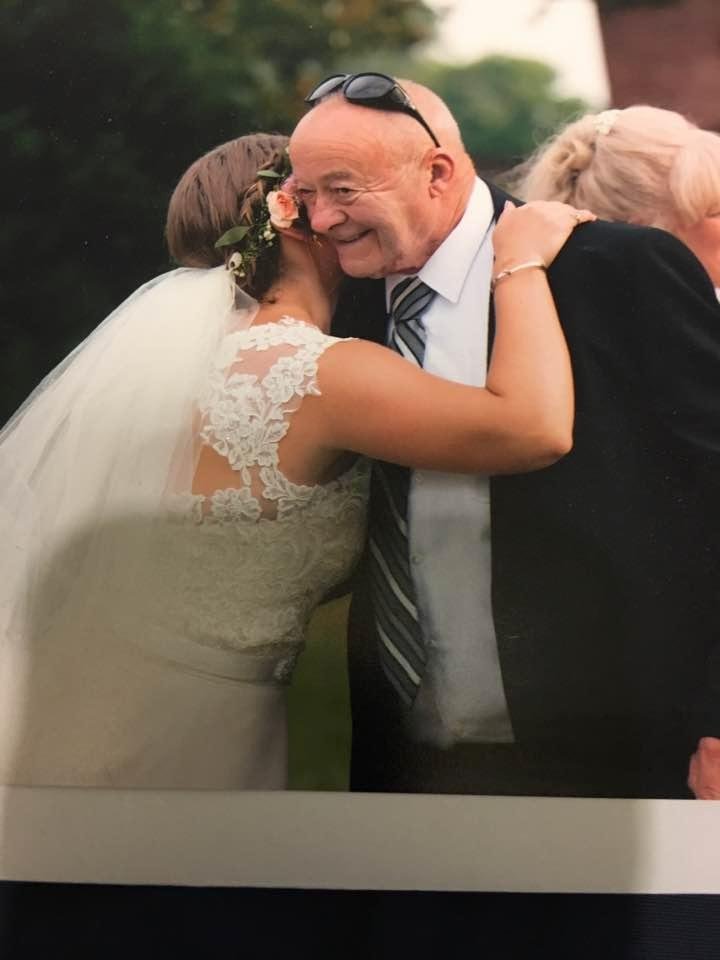 One of my favorite photos of Don with his new "granddaughter-in-law" (Melanie) and he's smiling!!!