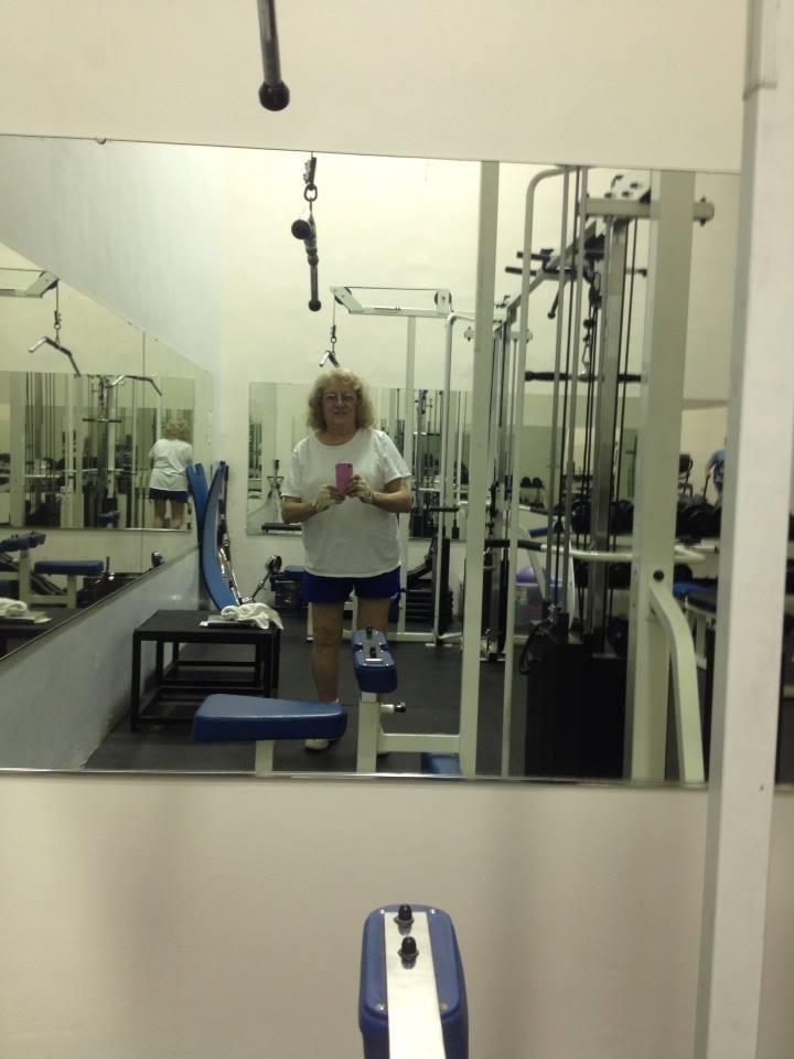 Enjoying birthday workout at gym. Ah youthful , limber body.., What the h#^* happened?
