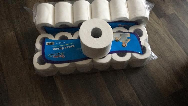 Well...my toilet paper from EBay came today!!! I ordered this when the possibility of getting toilet paper at the store was slim to none😱 this is what you get for $43. Obviously I have a “regular” roll on top for compariso