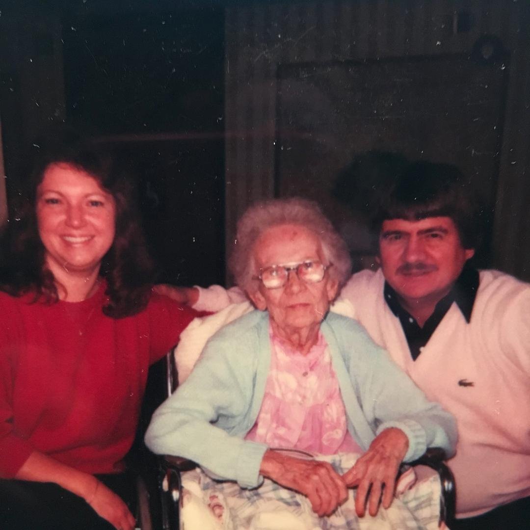 Me, Granny and Dee...Granny always kidded Dee about his mustache! lol