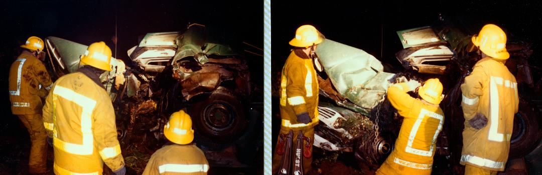 SH 74 traffic collision, vehicle over the side