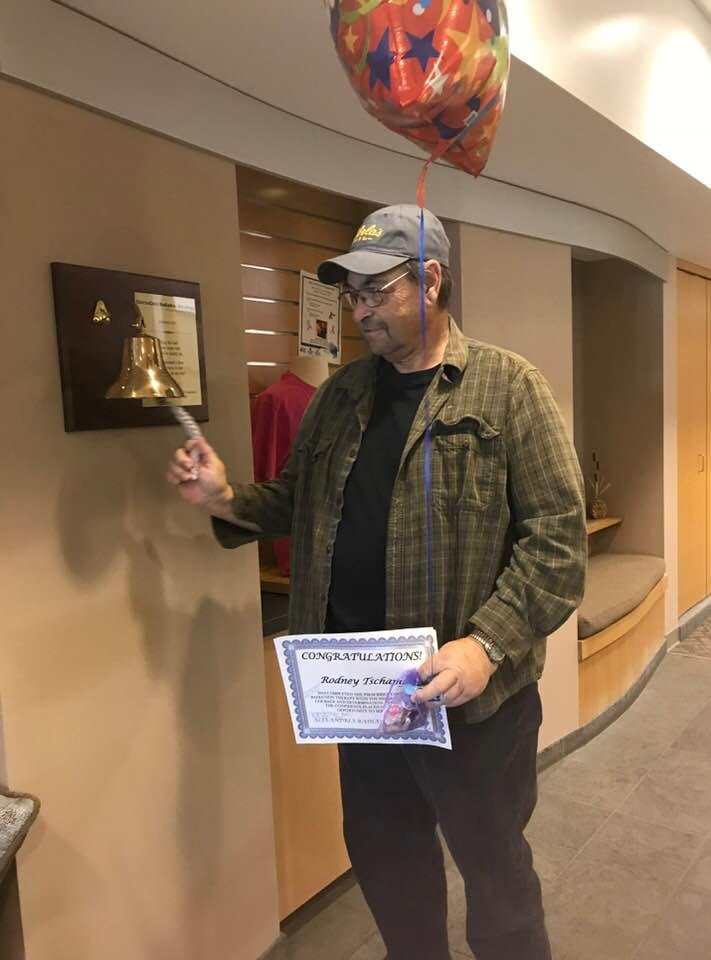 Rod got to ring the bell today after his last radiation therapy treatment; now we can get back to our normal morning routine 😊