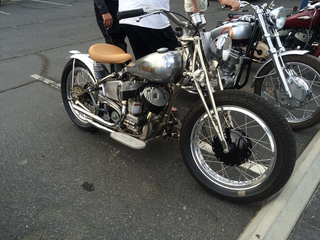 This is for Wes Lobo and John Fallon, 1940 Indian Scout chopper tastefully done.