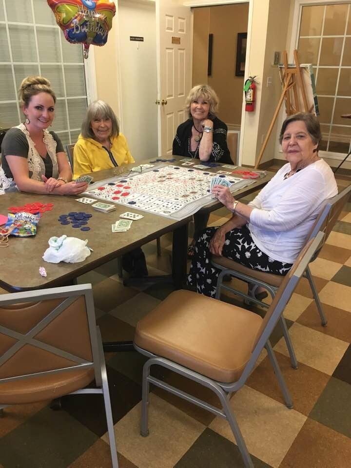 Vera’s 96 birthday , playing Sequence with friends and granddaughter Daniella, fun time