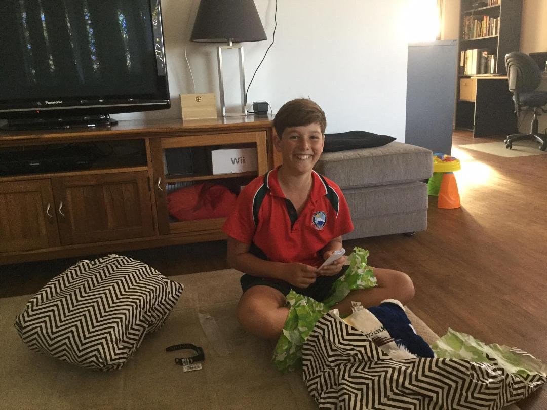 Birthday boy opening presents!