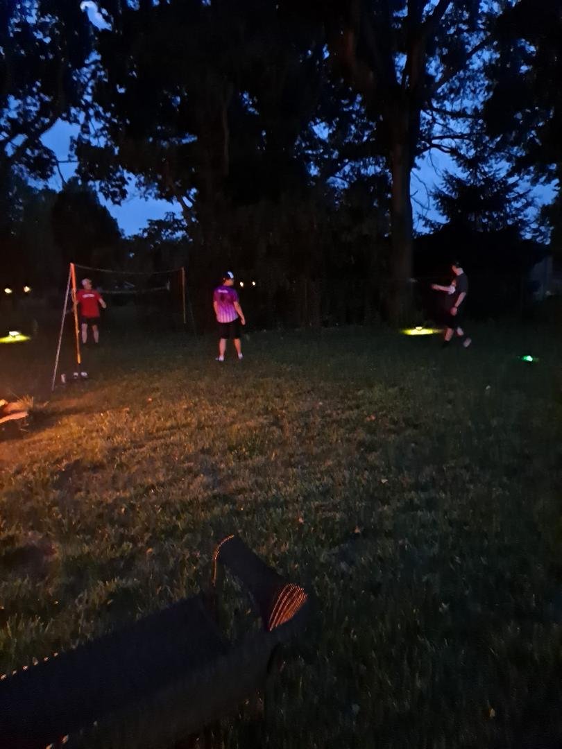 Night badminton and bonfire