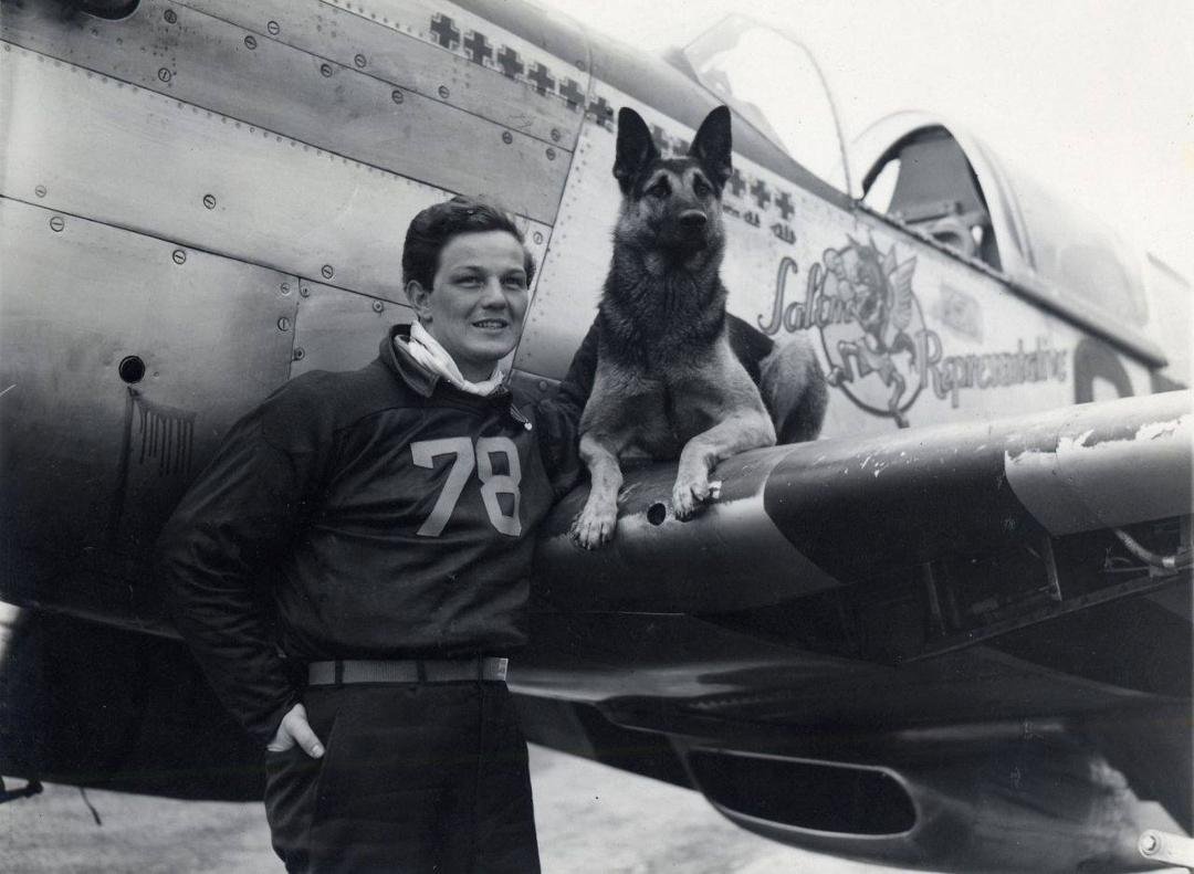 P-51's and German Shepherds can inspire young men! Ralph "Kid" Hofer and "Duke" of the 4th FG. According to James Goodson in his memoir Tumult in the Clouds, Duke was not just seen on the ground, but occasionally in the ai
