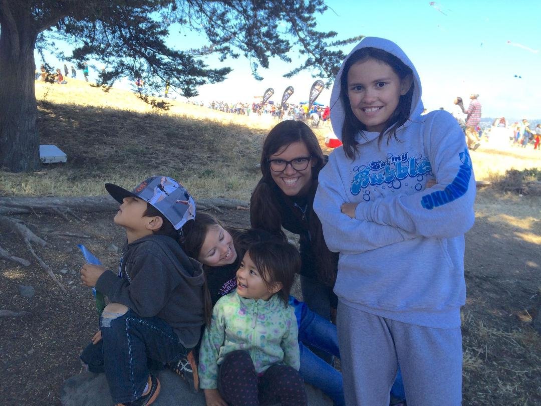My grandkids, cutting' up on Kite Day in San Francisco.