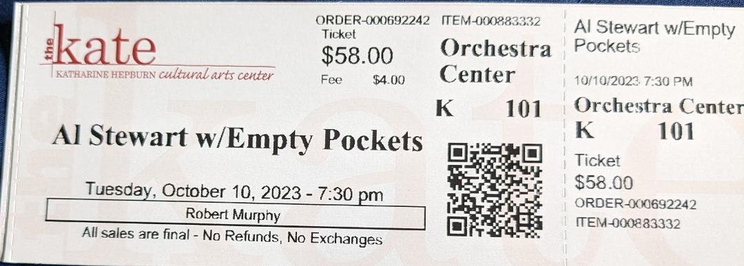 Almost exactly forty seven years after it was released we will finally get to see Al Stewart perform live tonight one of our favorite "Mohegan" songs,Year of the Cat. Now if we can just get ABBA to reunite we could cross Da