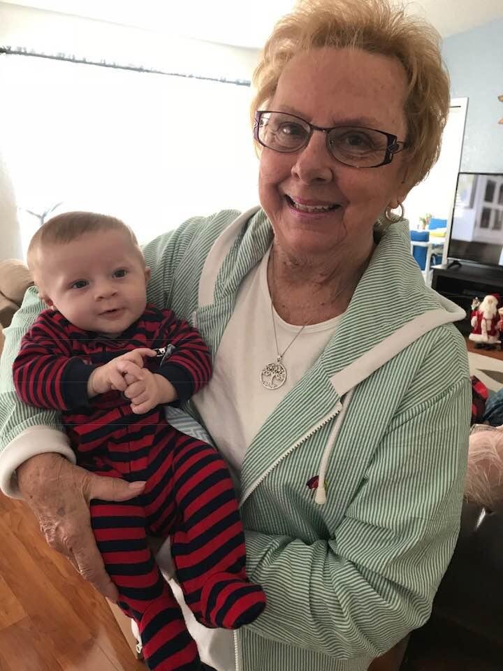 Our latest great grand child. Four months old today. He likes me