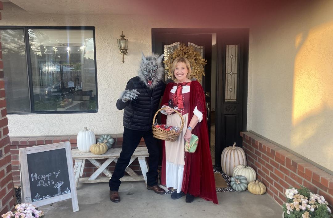 The holidays are upon us, we hope you all have a wonderful Halloween. The Big Bad Wolf thinks Little Red Riding-Hood looks very sweet. But she wonders about his teeth??