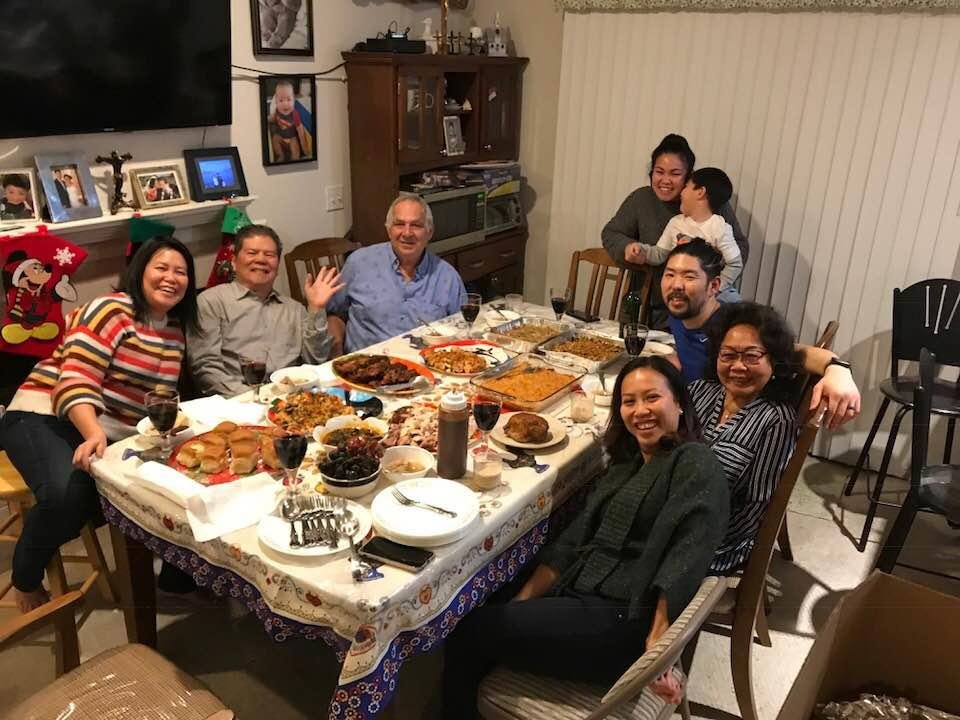 The grandpas and family wishing all a happy holiday