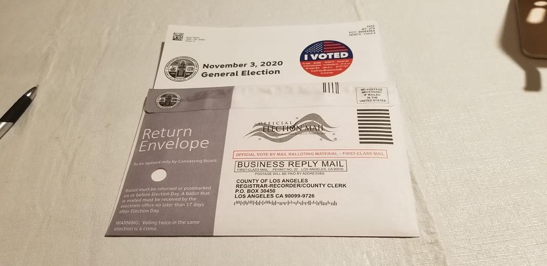 Ballot completed and ready to mail tomorrow.