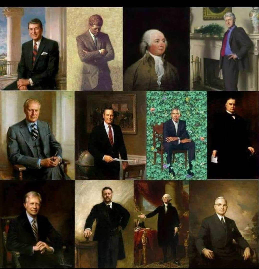 Interesting comparison with other President’s portraits 👇👇 Notice anything unusual??